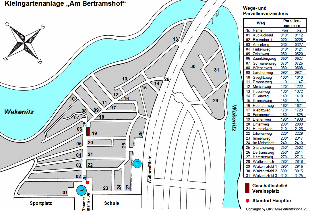 Wegeplan des Vereins